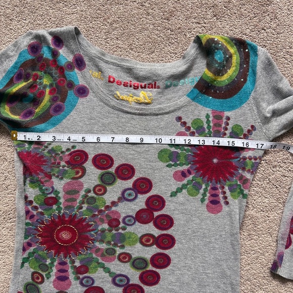 Desigual Cotton blend sweater, Geometric pattern grey, Size S - Picture 11 of 13